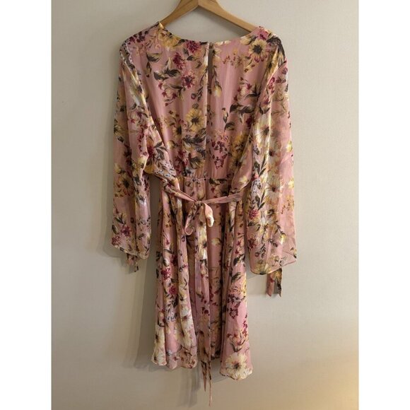 LC Lauren Conrad Ruffle Pink Floral Button Mini Dress Size 3X - Picture 7 of 12